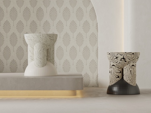 现代中古风沙发凳 换鞋凳su模型