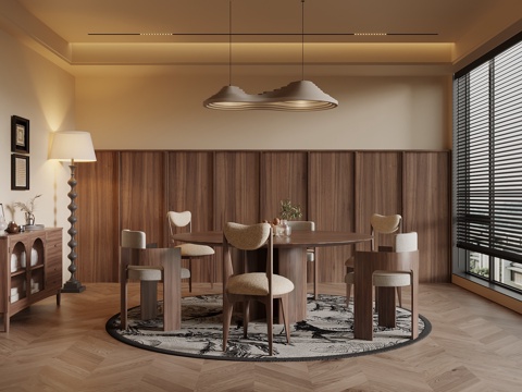 中古风餐饮包间 包厢su模型