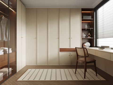  中古风衣帽间su模型 