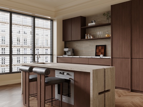 中古风酒柜 餐边柜 水吧台su模型