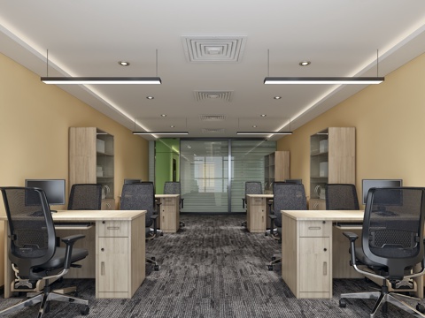  现代简约办公室财务室3d模型 