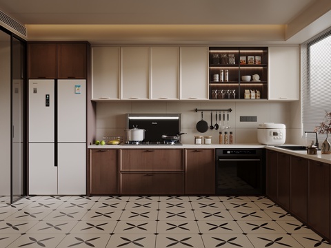 中古风厨房su模型