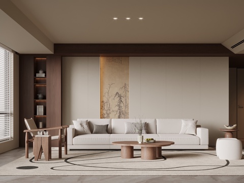 中古风客厅沙发茶几su模型