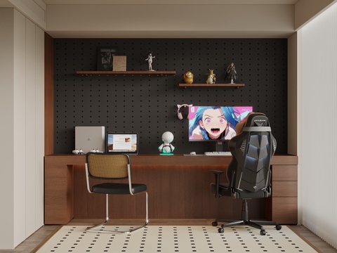 中古风书房 电竞房su模型