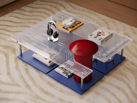 现代包豪斯茶几 玻璃茶几su模型