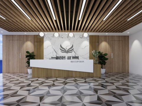 现代简约 接待台 前台su模型