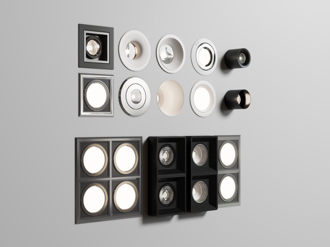 现代筒灯射灯su模型