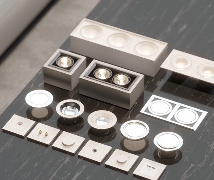 现代筒灯射灯su模型