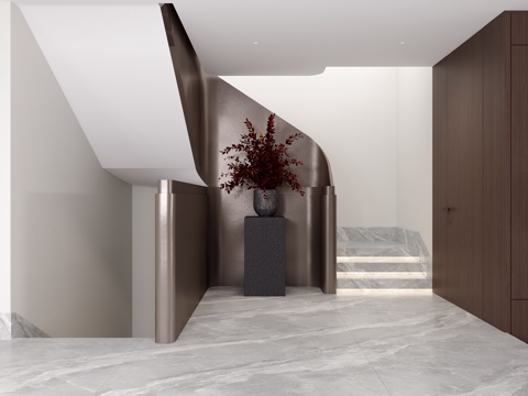  现代别墅 楼梯间 造景3d模型 