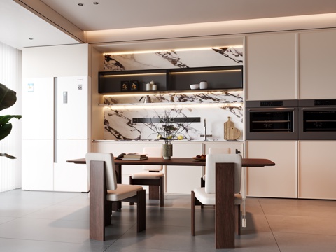  现代轻奢家居餐厅3d模型 