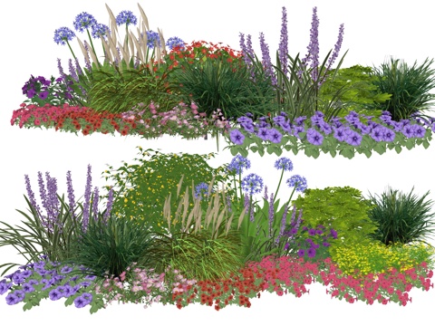 现代庭院植物堆组合su模型
