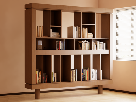 现代中古风书柜su模型