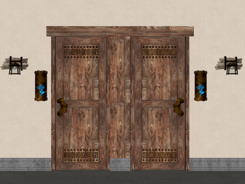 民宿门 侘寂风门su模型