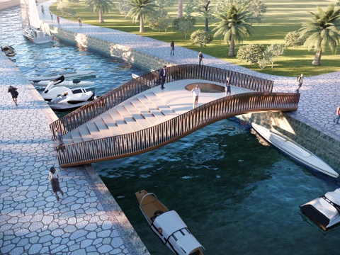 现代景观桥su模型