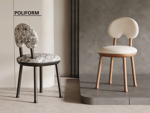 法式复古餐桌椅 现代中古餐桌椅 单椅 椅子su模型