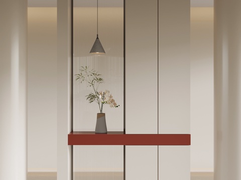 奶油风玄关 隔断su模型