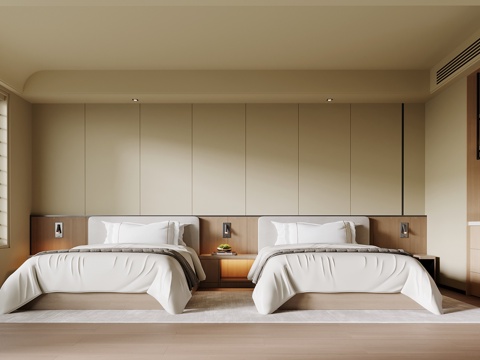 现代客房 标准间su模型