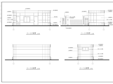 厂区大门平立剖面图cad施工图
