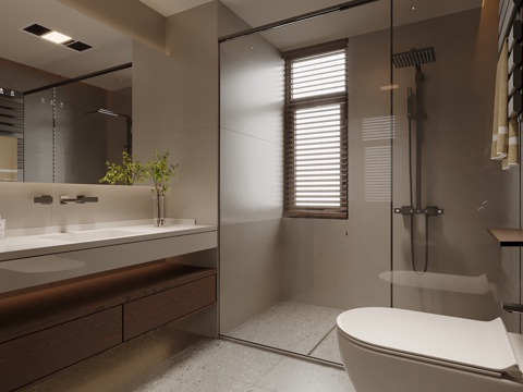 中古风卫生间su模型