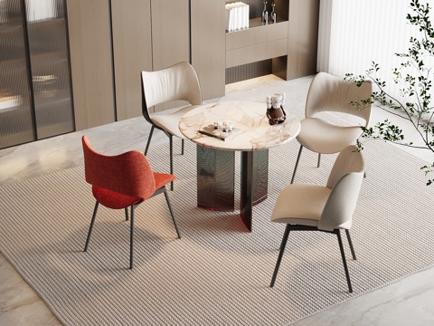 现代简约休闲桌椅 餐桌椅su模型