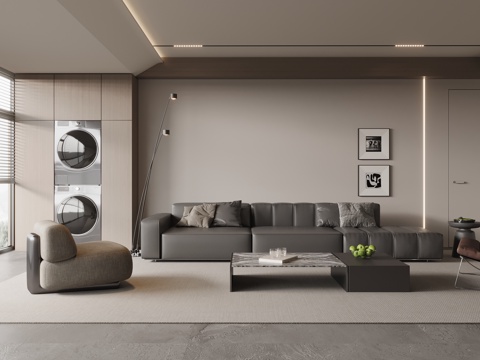 现代客厅 沙发茶几组合su模型