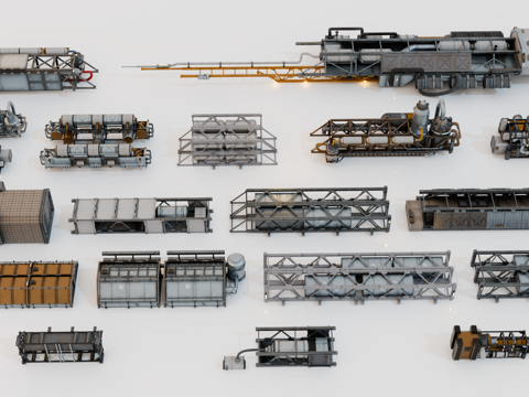空间站构件 机械零件 空间站模块化部件 卫星组件 航天器组件su模型
