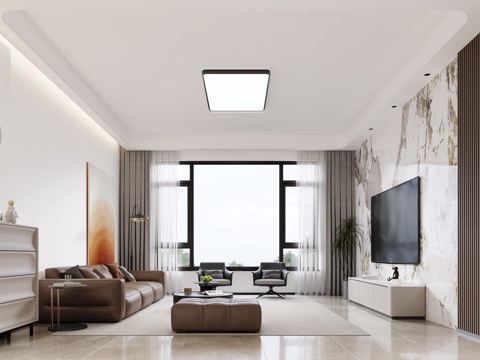  现代客厅3d模型 