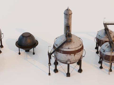 工厂设备 油罐厂设备 化工厂设备 炼油厂 工业管道 储罐su模型