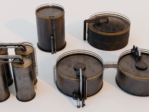 工厂设备 油罐厂设备 化工厂设备 炼油厂储罐 工业管道su模型