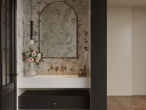  法式卫生间  卫生间干区3d模型 