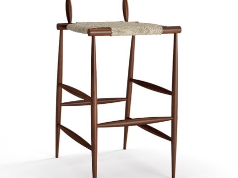 北欧吧椅 木椅 酒吧椅 吧台椅su模型