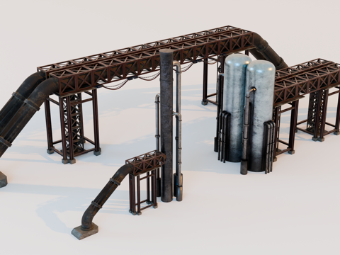 工厂设备 油罐厂设备 化工厂设备 炼油厂 工厂腐朽设备su模型
