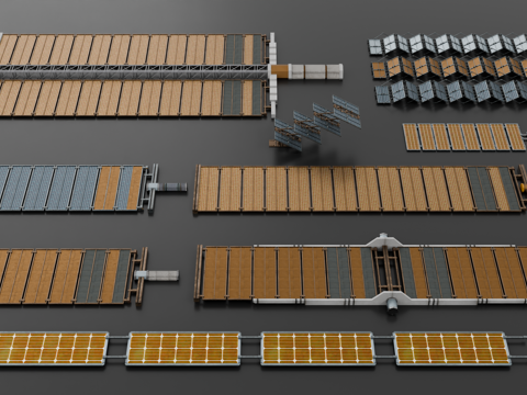 空间站构件 机械零件 空间站模块化部件 卫星组件 航天器组件su模型