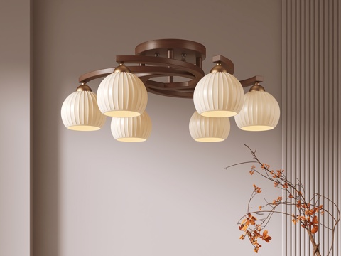 新中式吊灯su模型