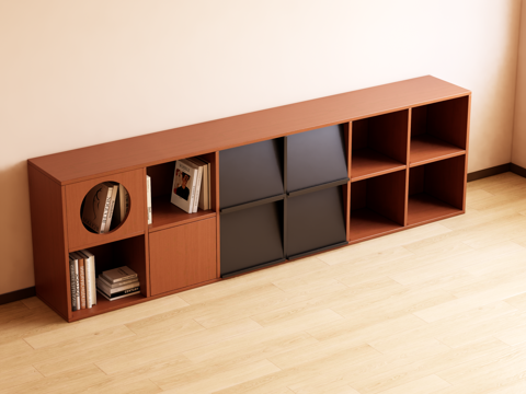 中古风储物柜 书柜 边柜 矮书柜su模型