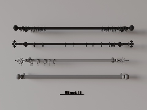 窗帘杆罗马杆su模型