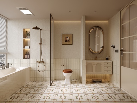  法式卫生间3d模型 