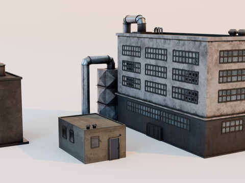 工厂设备 油罐厂建筑厂房 化工厂设备 炼油厂 工厂腐朽设备su模型