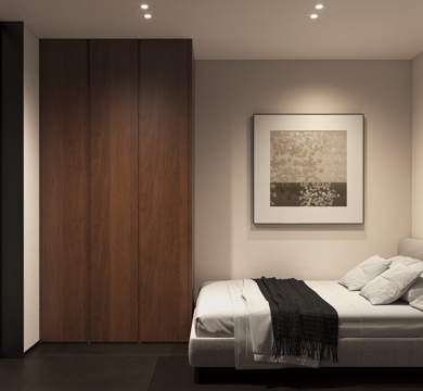 现代中古卧室客房 禅意卧室次卧 禅意装饰挂画 宋氏保姆房 红su模型