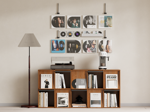 中古风储物柜 书柜 边柜 矮书柜su模型