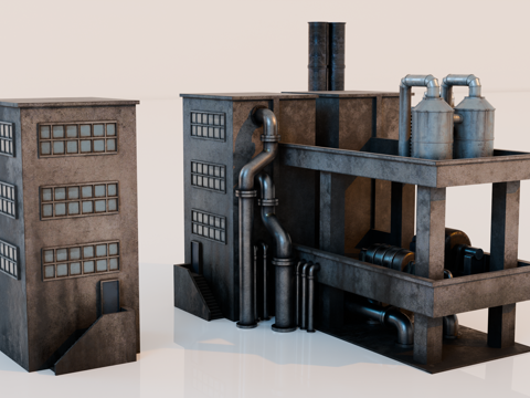 工厂设备 油罐厂建筑厂房 化工厂设备 炼油厂 工厂腐朽设备su模型