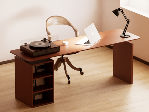 中古风书桌椅su模型