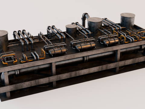 工厂设备 油罐厂建筑厂房 化工厂设备 炼油厂 工厂腐朽设备su模型