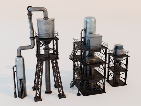 工厂设备 油罐厂建筑 化工厂设备 炼油厂 工厂腐朽设备 工厂su模型
