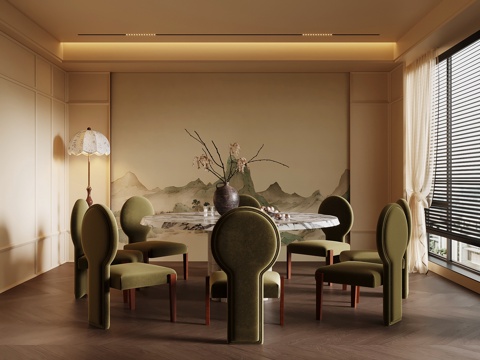 法式餐饮包厢 包间su模型