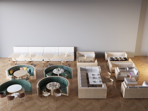  卡座沙发卡座组合现代卡座组合极简卡座沙发3d模型 