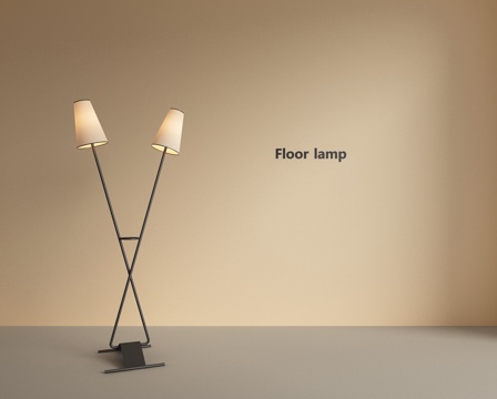 现代复古落地灯 客厅落地灯 多头落地灯 金属落地灯su模型