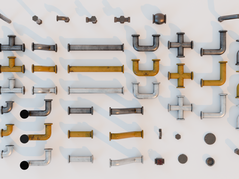 工厂设备 工业管道 工厂管道 模块化管道 管道组件su模型