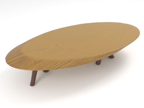  茶几 椭圆形茶几 实木茶几 简约茶几3d模型 