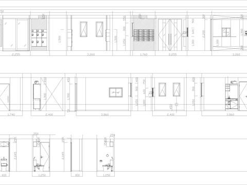 大厦入口 除风室平面立面图纸cad施工图